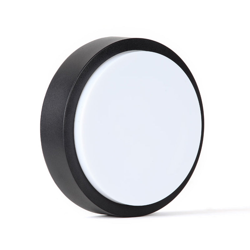 Round Flush Mount Light Fixture Traditional 1-Light Close To Ceiling Lamp with White Plastic Shade