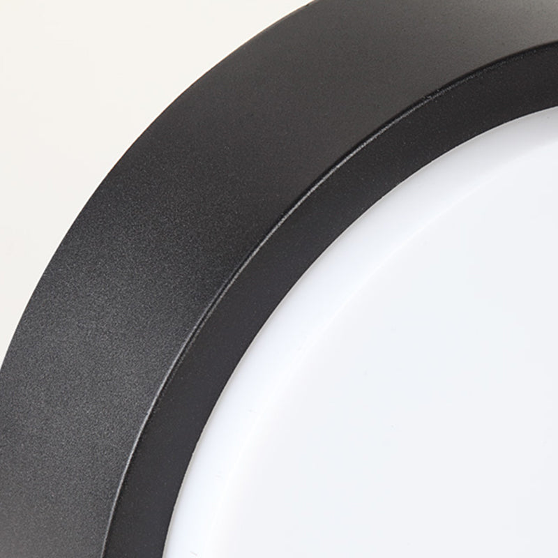 Round Flush Mount Light Fixture Traditional 1-Light Close To Ceiling Lamp with White Plastic Shade