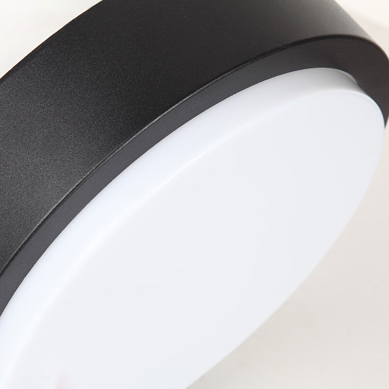 Round Flush Mount Light Fixture Traditional 1-Light Close To Ceiling Lamp with White Plastic Shade