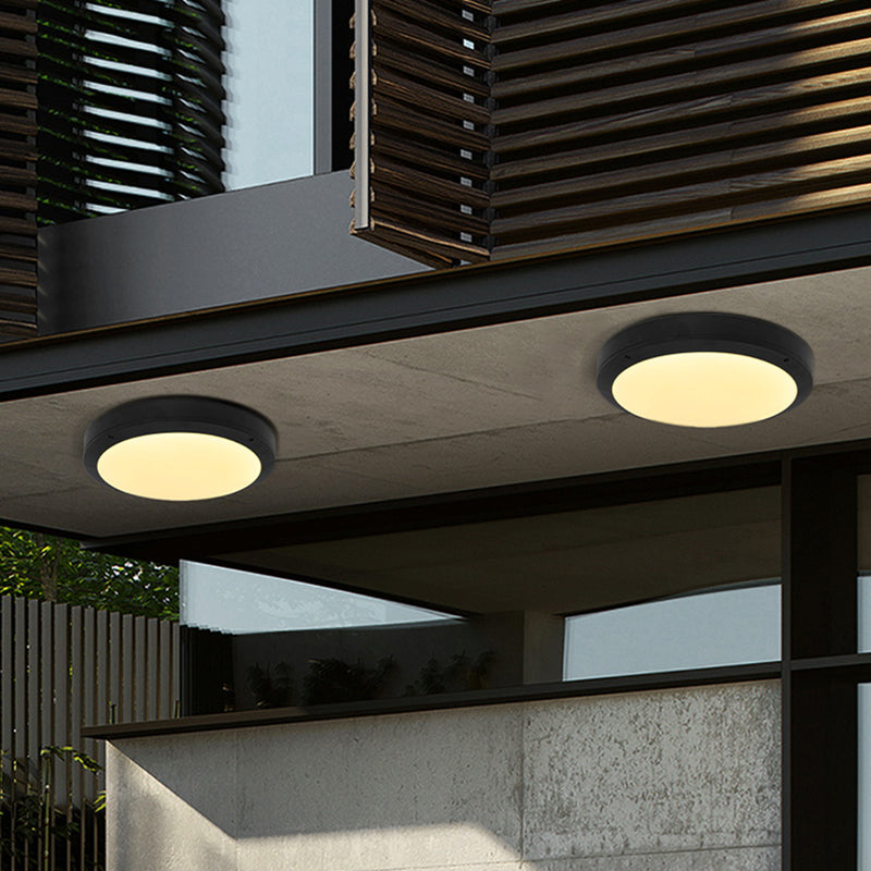 Traditional Flush Mount Light Fixture 1-Light LED Close To Ceiling Lamp with White Acrylic Shade