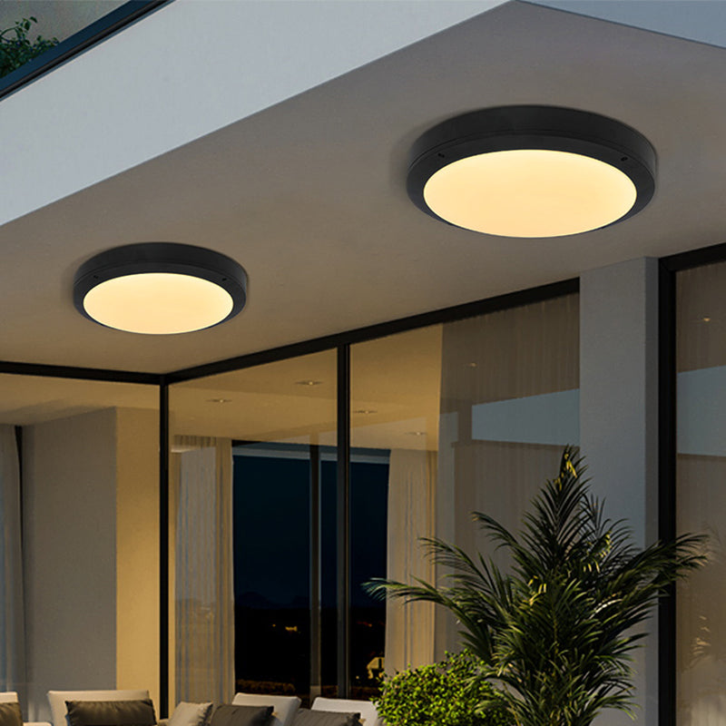 Traditional Flush Mount Light Fixture 1-Light LED Close To Ceiling Lamp with White Acrylic Shade