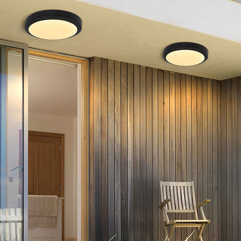 Traditional Flush Mount Light Fixture 1-Light LED Close To Ceiling Lamp with White Acrylic Shade