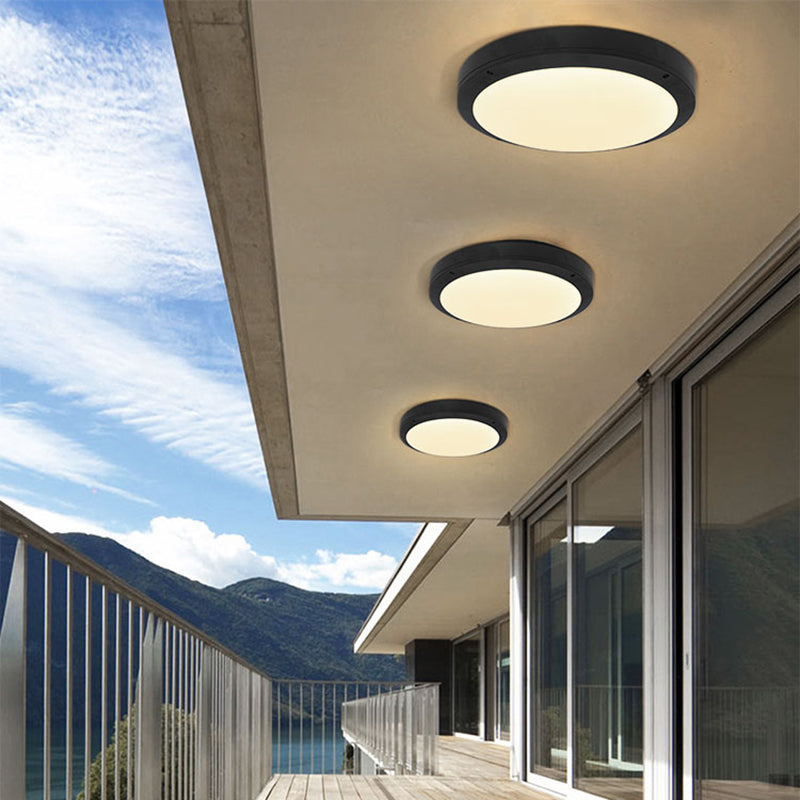 Traditional Flush Mount Light Fixture 1-Light LED Close To Ceiling Lamp with White Acrylic Shade
