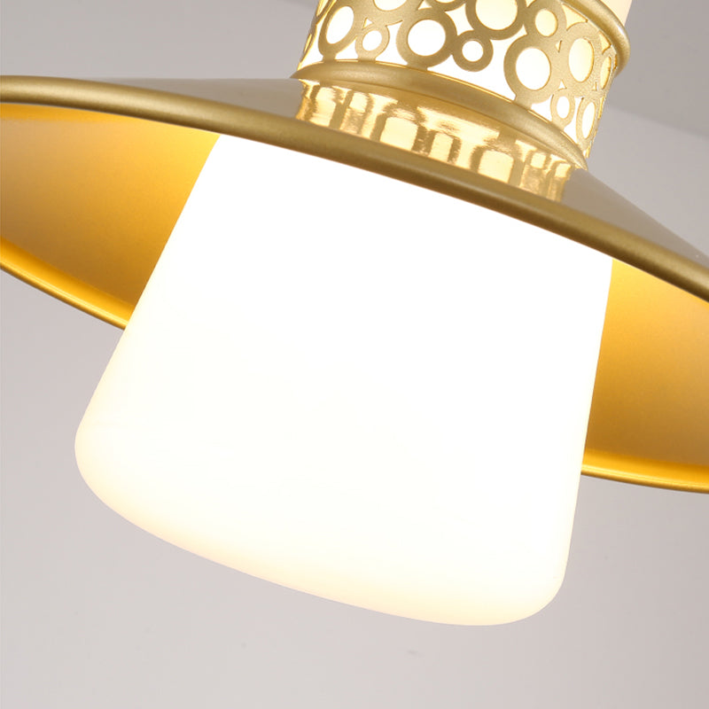 Cilindrische inbouwlamp Traditionele 1-lichts close-to-plafondlamp met glazen kap