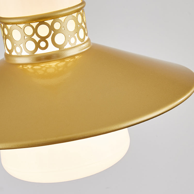 Cilindrische inbouwlamp Traditionele 1-lichts close-to-plafondlamp met glazen kap