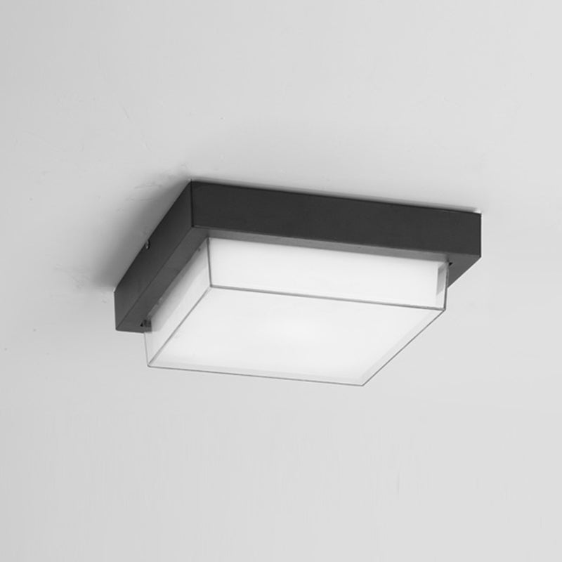 Luminaire carré encastré traditionnel à 1 lumière LED près du plafonnier avec abat-jour en plastique