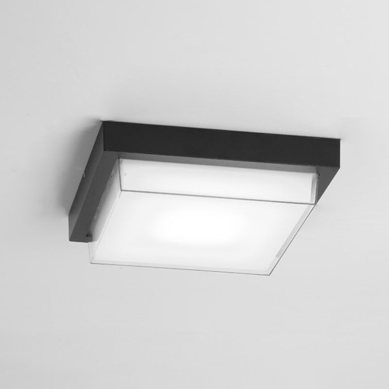 Luminaire carré encastré traditionnel à 1 lumière LED près du plafonnier avec abat-jour en plastique