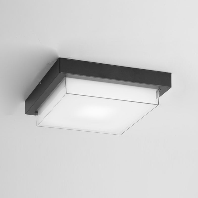 Luminaire carré encastré traditionnel à 1 lumière LED près du plafonnier avec abat-jour en plastique