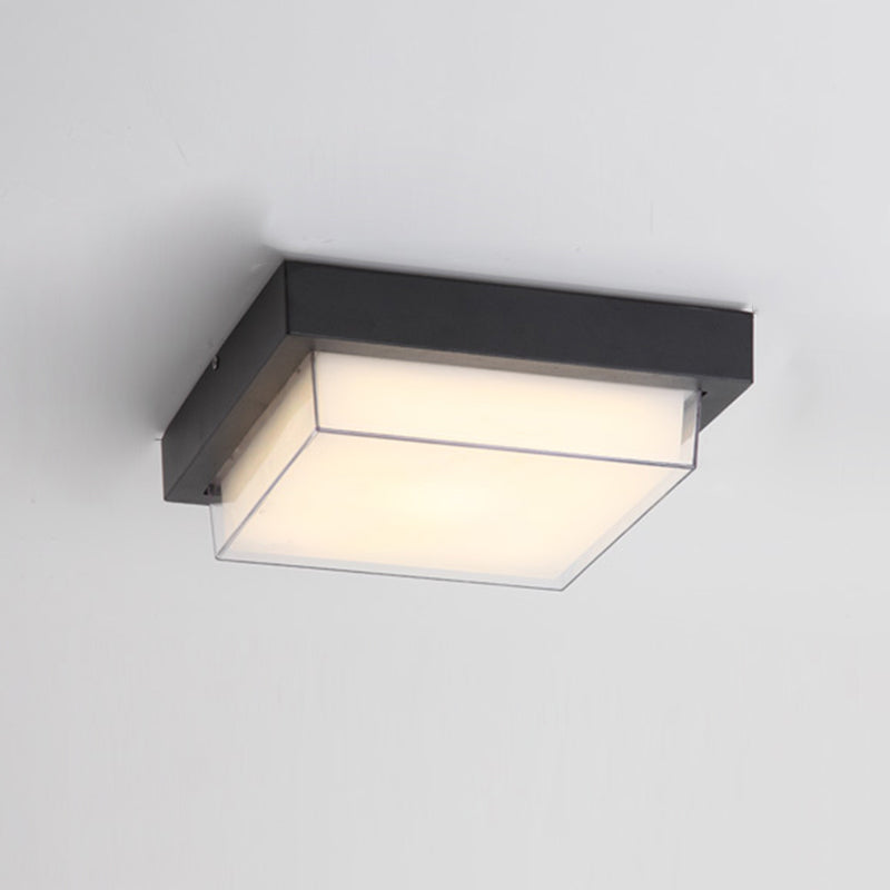 Luminaire carré encastré traditionnel à 1 lumière LED près du plafonnier avec abat-jour en plastique