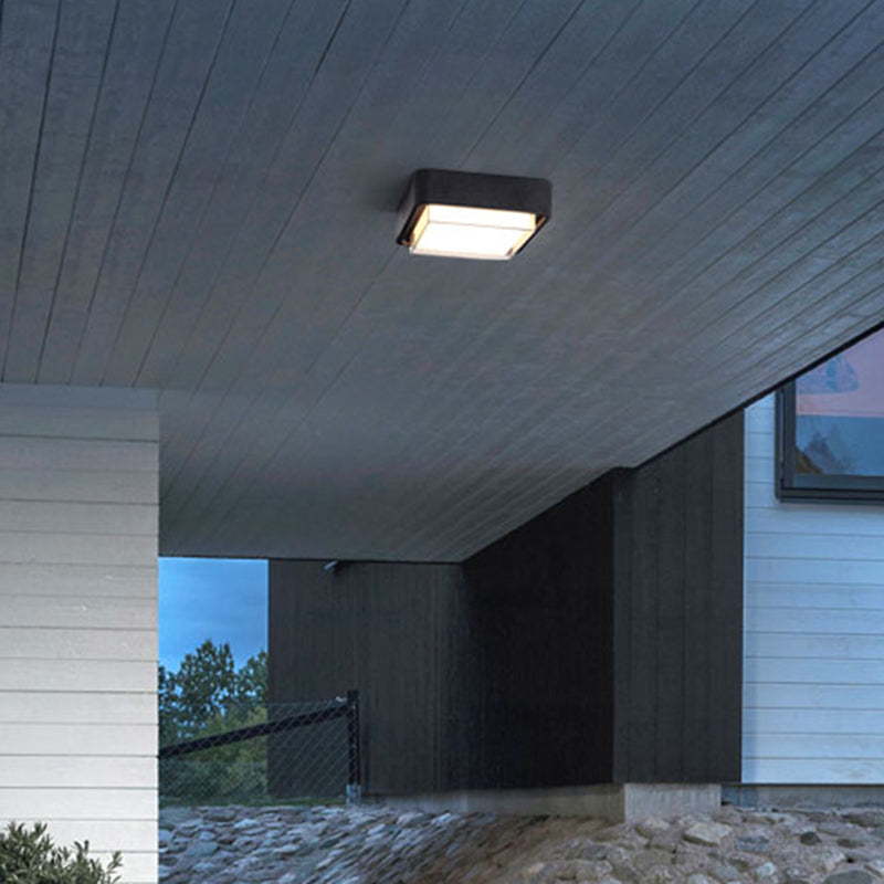 Luminaire carré encastré traditionnel à 1 lumière LED près du plafonnier avec abat-jour en plastique