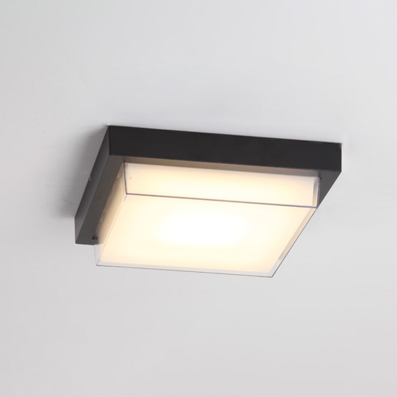 Luminaire carré encastré traditionnel à 1 lumière LED près du plafonnier avec abat-jour en plastique