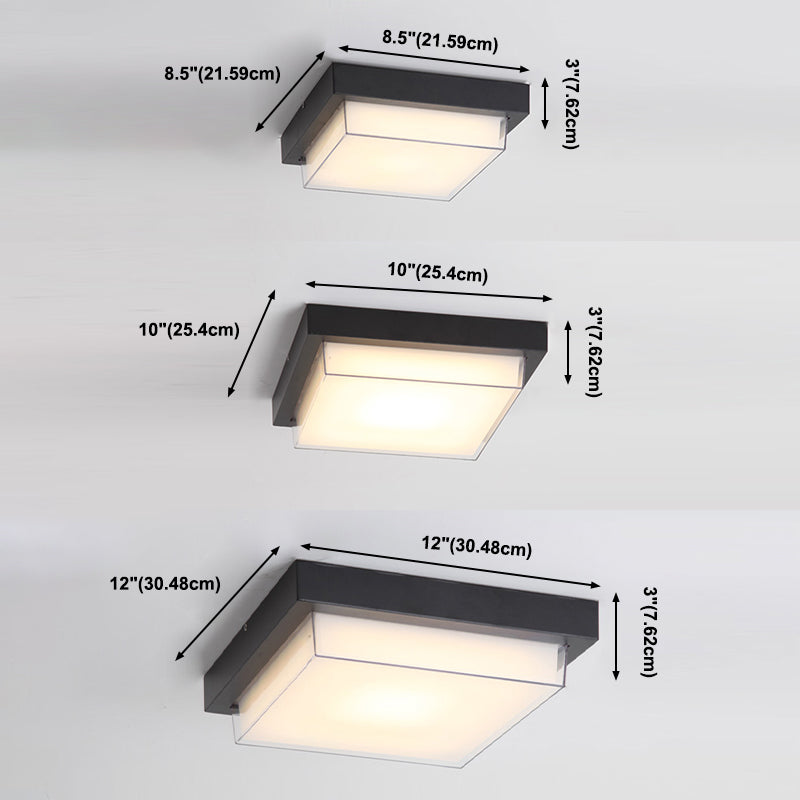 Luminaire carré encastré traditionnel à 1 lumière LED près du plafonnier avec abat-jour en plastique