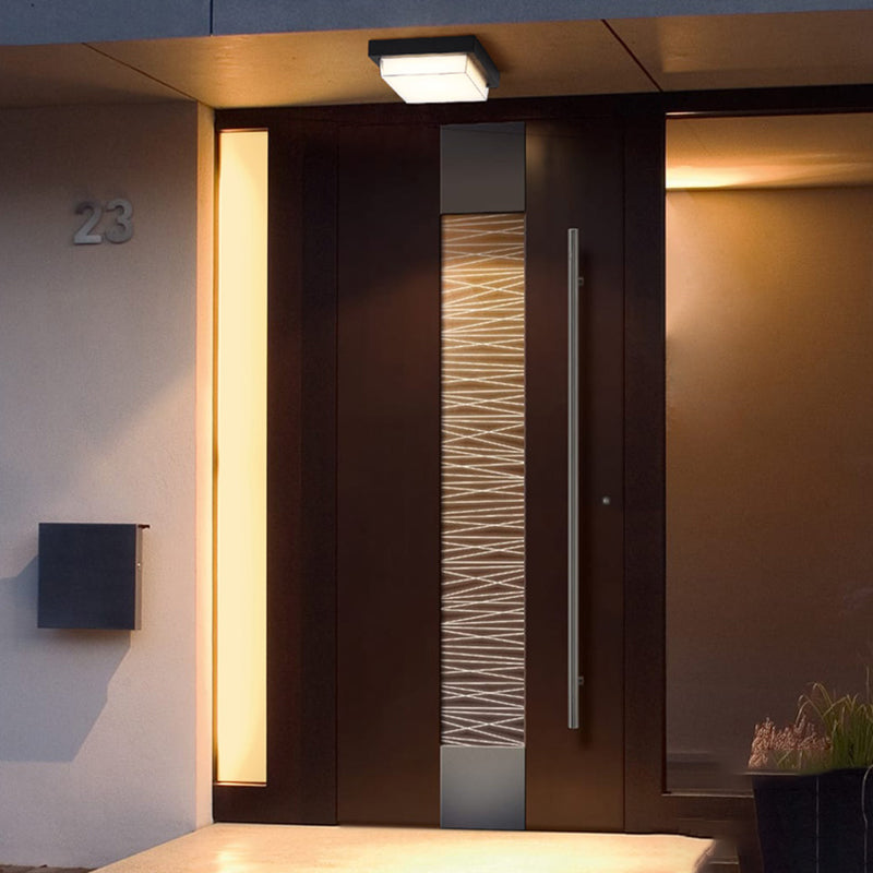 Luminaire carré encastré traditionnel à 1 lumière LED près du plafonnier avec abat-jour en plastique