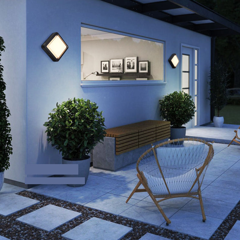 Luminaire carré encastré traditionnel à 1 lumière LED près du plafonnier avec abat-jour en plastique