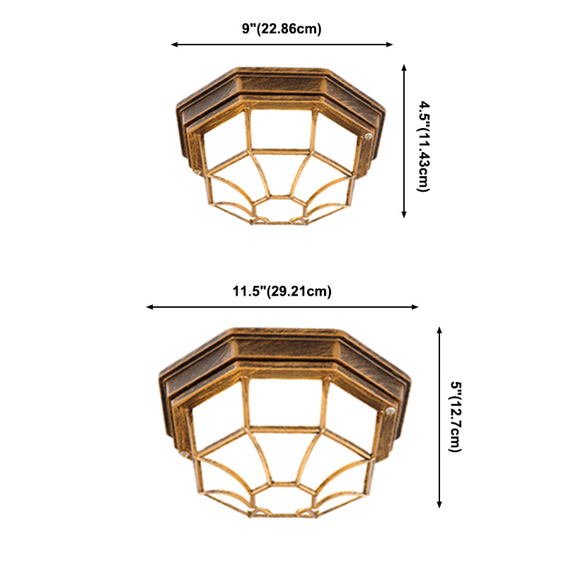 Octagonal Flush Mount Light Fixture Traditional 1-Light Close To Ceiling Lamp with Plastic Shade