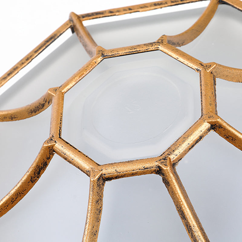 Octagonal Flush Mount Light Fixture Traditional 1-Light Close To Ceiling Lamp with Plastic Shade