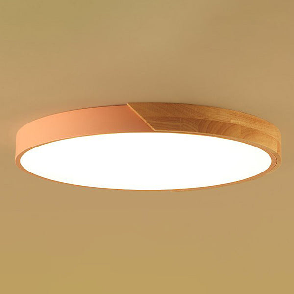 Plafonnier LED rond de style macaron en acrylique, montage encastré à 1 lumière pour chambre à coucher et salon