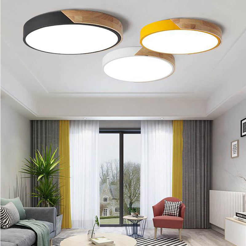 Plafonnier LED rond de style macaron en acrylique, montage encastré à 1 lumière pour chambre à coucher et salon