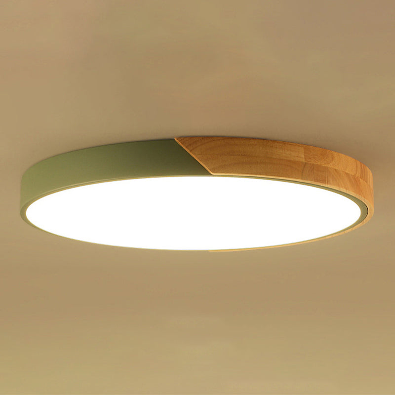 Plafonnier LED rond de style macaron en acrylique, montage encastré à 1 lumière pour chambre à coucher et salon