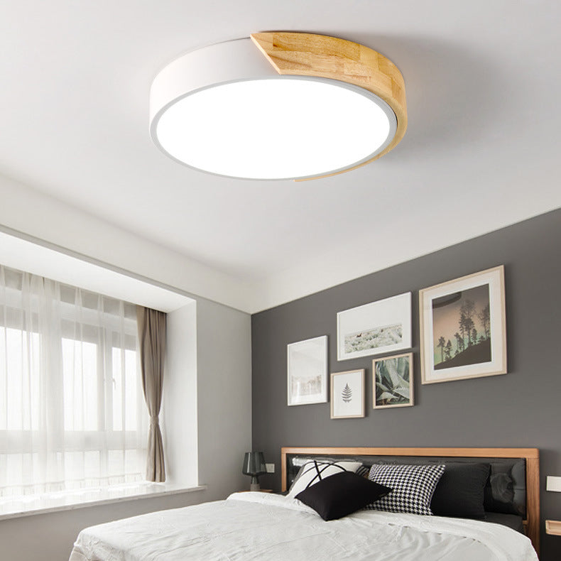 Plafonnier LED rond de style macaron en acrylique, montage encastré à 1 lumière pour chambre à coucher et salon