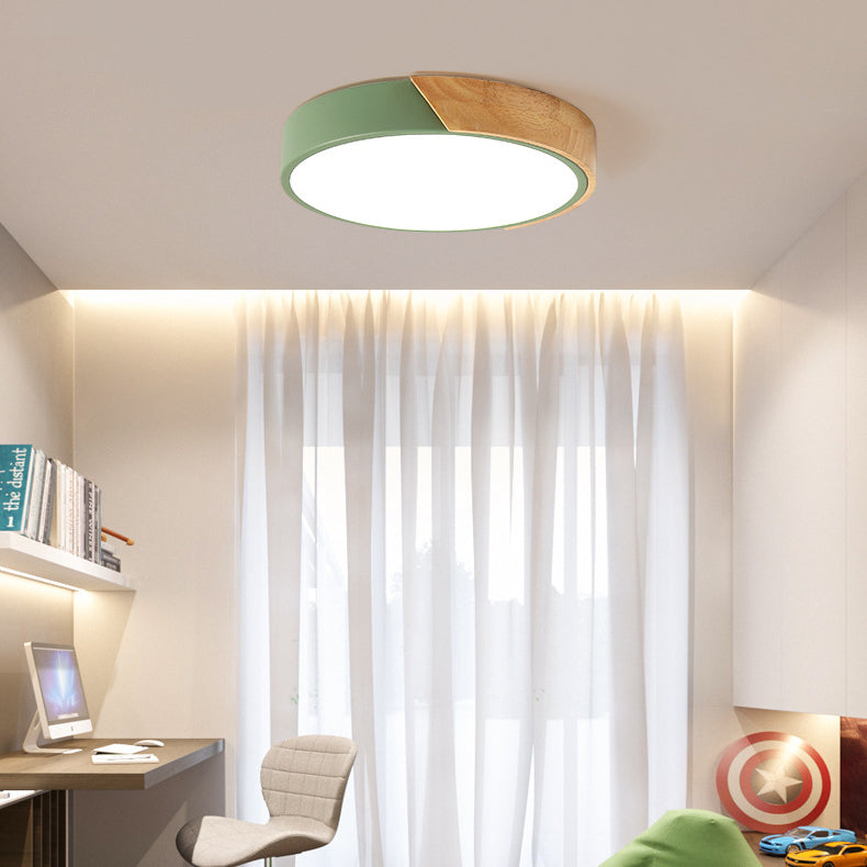 Plafonnier LED rond de style macaron en acrylique, montage encastré à 1 lumière pour chambre à coucher et salon