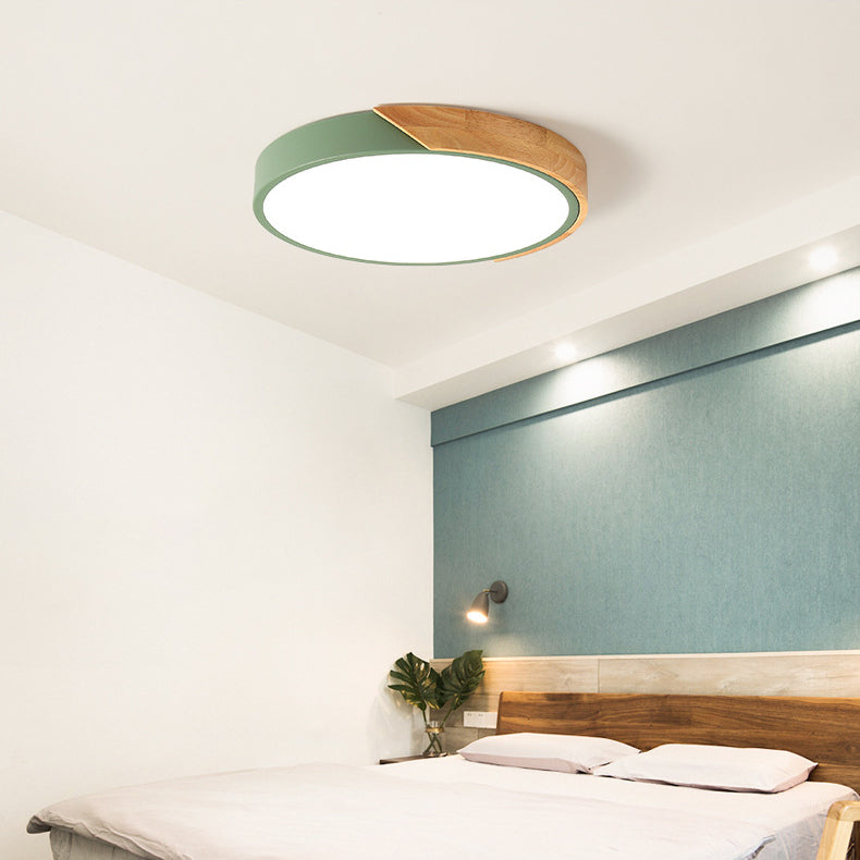 Plafonnier LED rond de style macaron en acrylique, montage encastré à 1 lumière pour chambre à coucher et salon