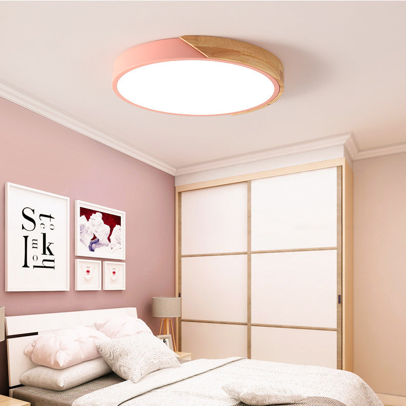 Plafonnier LED rond de style macaron en acrylique, montage encastré à 1 lumière pour chambre à coucher et salon