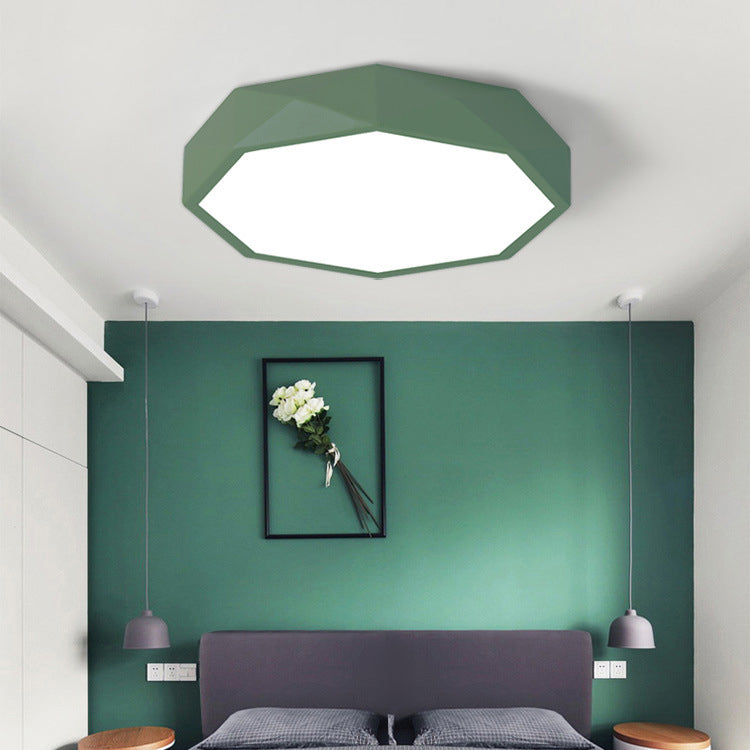 Lámpara de techo LED con forma octogonal moderna, soporte empotrado de 1 luz de hierro para comedor y dormitorio