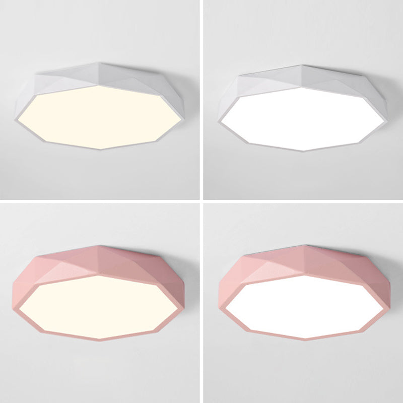 Lámpara de techo LED con forma octogonal moderna, soporte empotrado de 1 luz de hierro para comedor y dormitorio