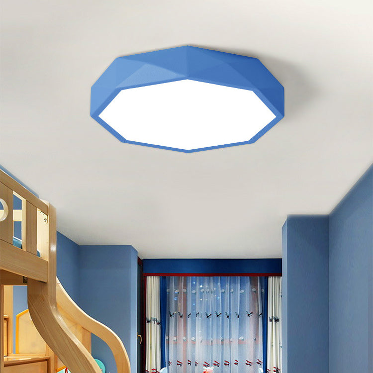 Lámpara de techo LED con forma octogonal moderna, soporte empotrado de 1 luz de hierro para comedor y dormitorio