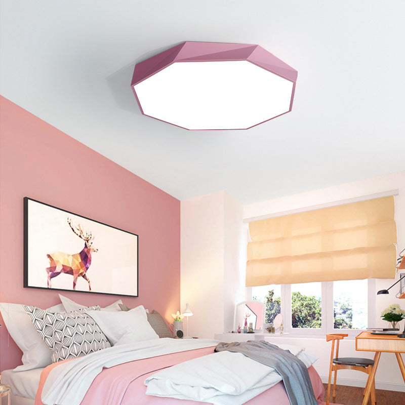 Lámpara de techo LED con forma octogonal moderna, soporte empotrado de 1 luz de hierro para comedor y dormitorio