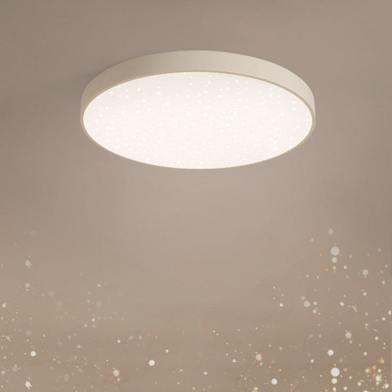 Lámpara de techo LED de forma redonda, hierro moderno, 1 luz, montaje empotrado en acabado blanco