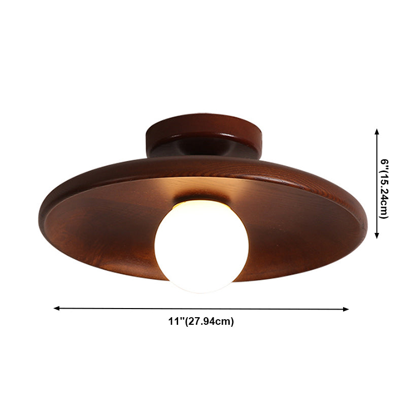 Lámpara de techo interior de madera con montaje empotrado, globo creativo moderno, con pantalla de cristal