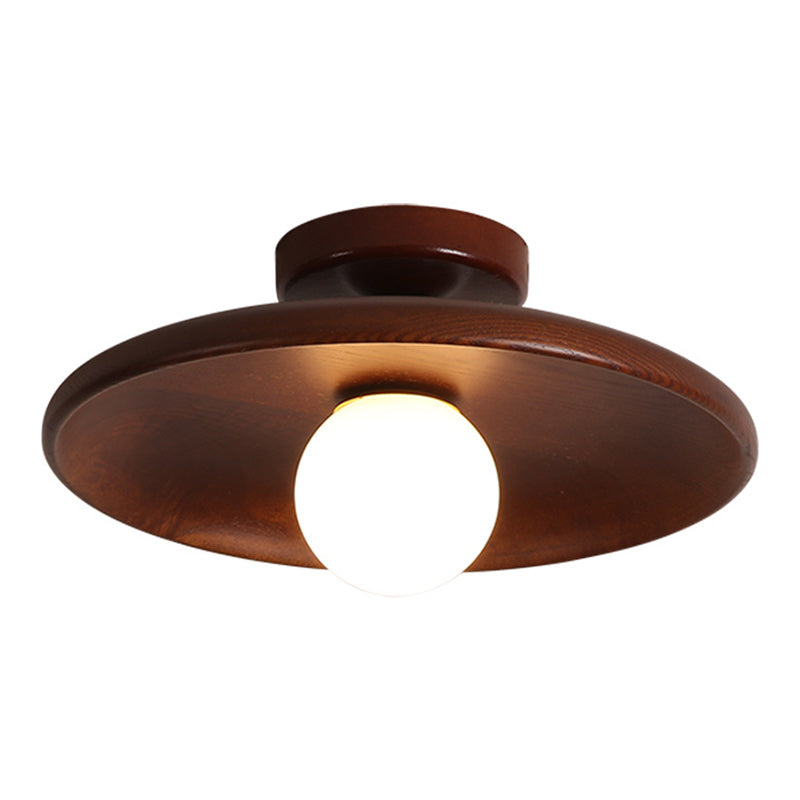 Modern Creative Globe Flush Mount Wooden Indoor Ceiling Light with Glass Shade