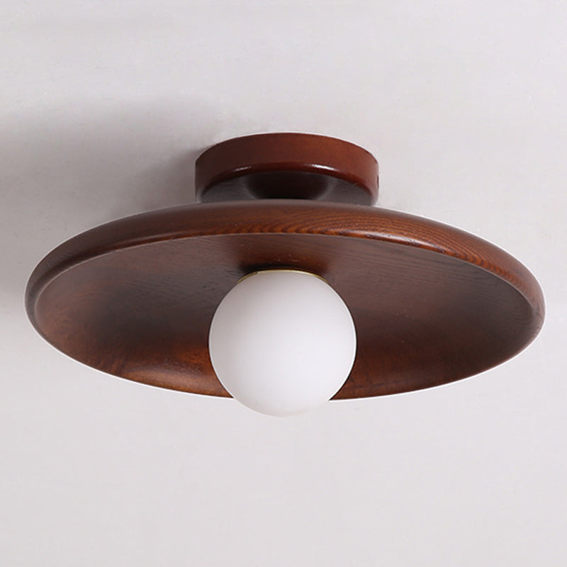 Lámpara de techo interior de madera con montaje empotrado, globo creativo moderno, con pantalla de cristal