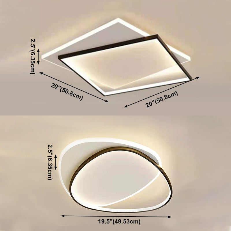 Lampada da soffitto geometrica a 2 luci con montaggio a incasso. Lampada da incasso a LED in stile moderno in metallo