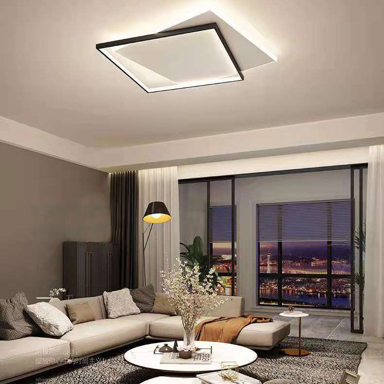 Lampada da soffitto geometrica a 2 luci con montaggio a incasso. Lampada da incasso a LED in stile moderno in metallo