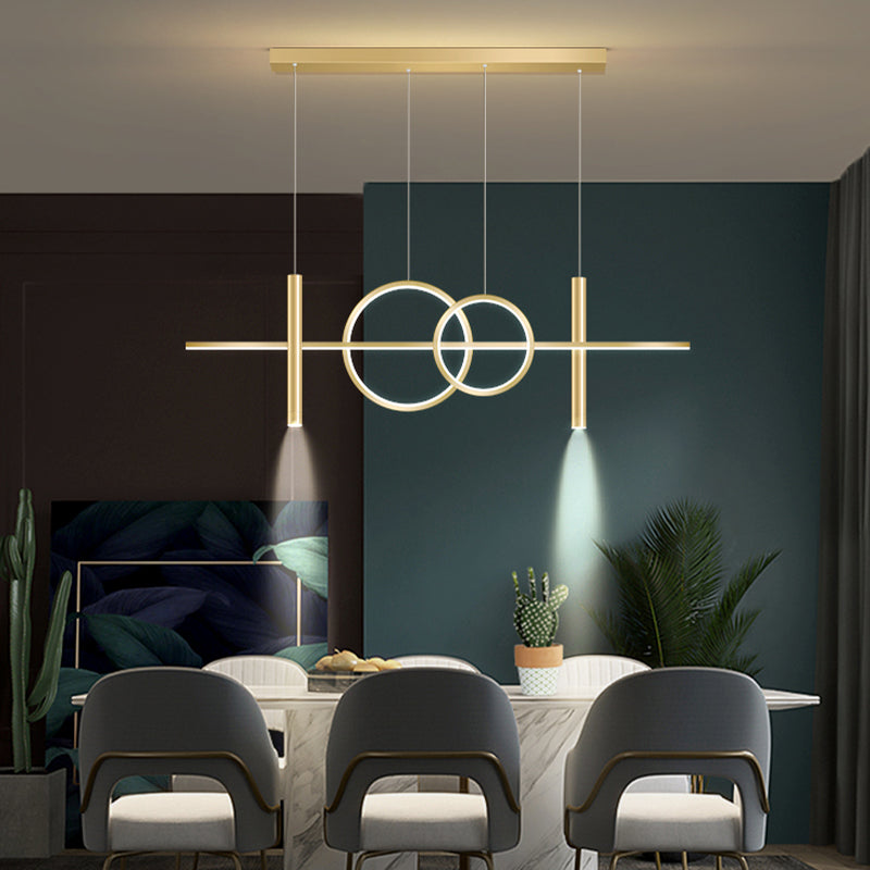 Multi lumières cylindriques suspendues îlot d'éclairage de style métal moderne