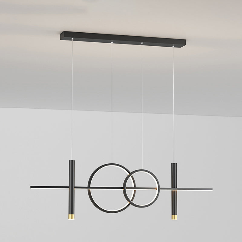 Multi lumières cylindriques suspendues îlot d'éclairage de style métal moderne