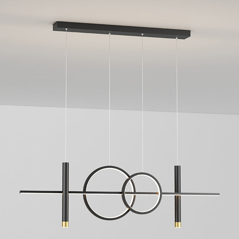 Multi lumières cylindriques suspendues îlot d'éclairage de style métal moderne