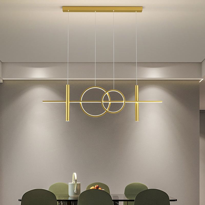 Multi lumières cylindriques suspendues îlot d'éclairage de style métal moderne