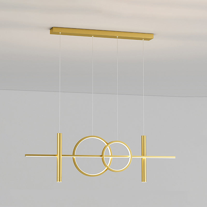 Multi Lights Cylindrical Hanging Island Lighting Modern Style Metal Island Chandelier
