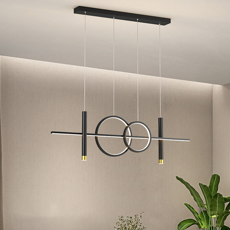 Multi lumières cylindriques suspendues îlot d'éclairage de style métal moderne