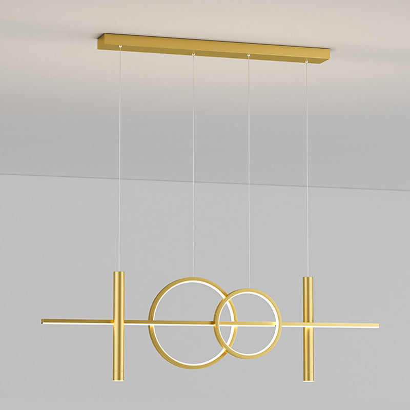 Multi Lights Cylindrical Hanging Island Lighting Modern Style Metal Island Chandelier