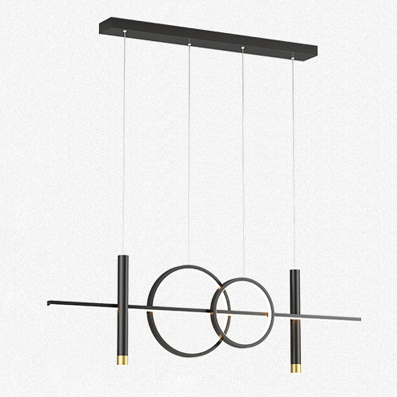 Multi Lights Cylindrical Hanging Island Lighting Modern Style Metal Island Chandelier