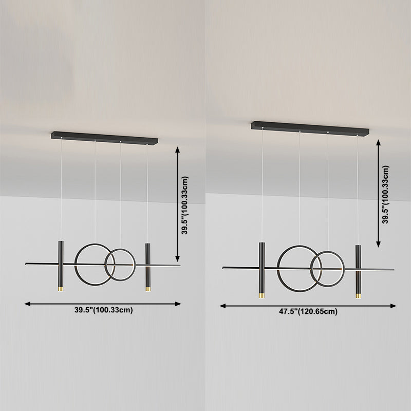 Multi Lights Cylindrical Hanging Island Lighting Modern Style Metal Island Chandelier