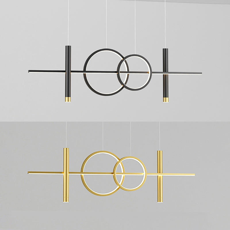 Multi Lights Cylindrical Hanging Island Lighting Modern Style Metal Island Chandelier