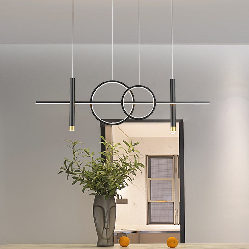 Multi lumières cylindriques suspendues îlot d'éclairage de style métal moderne
