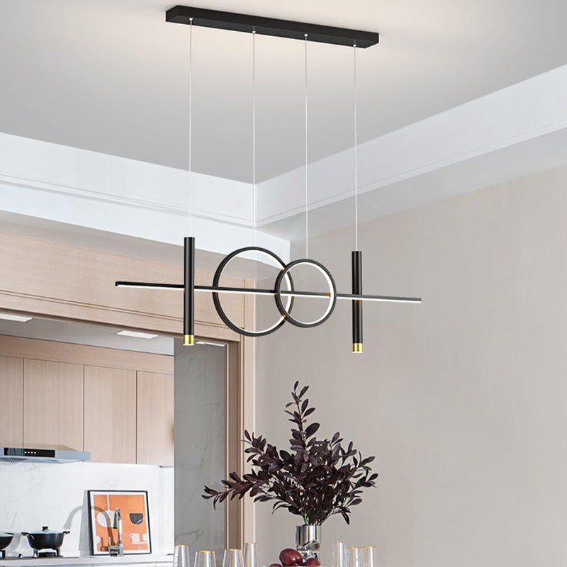 Multi Lights Cylindrical Hanging Island Lighting Modern Style Metal Island Chandelier