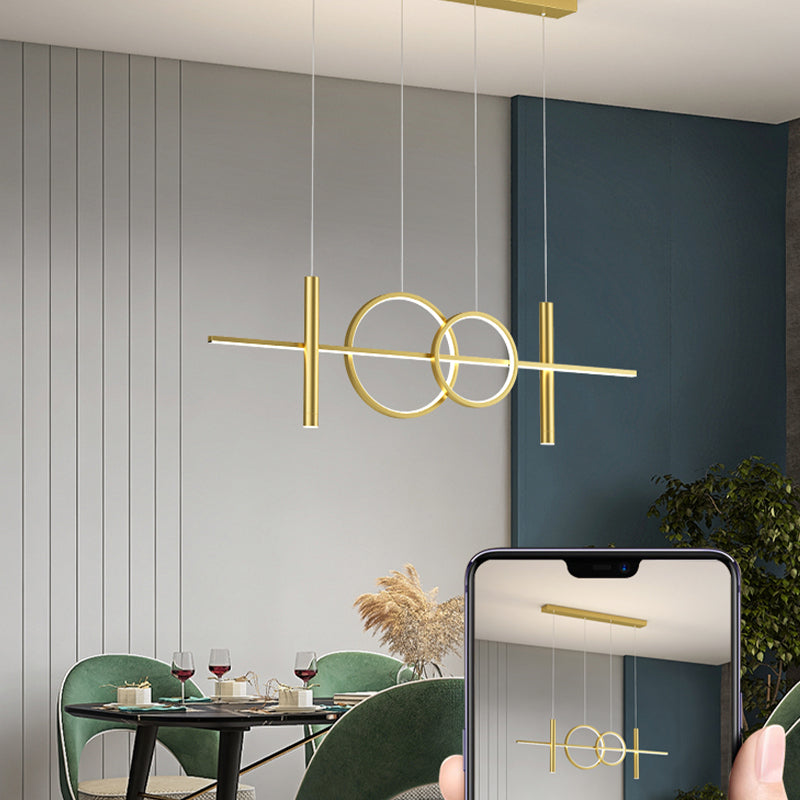 Multi lumières cylindriques suspendues îlot d'éclairage de style métal moderne